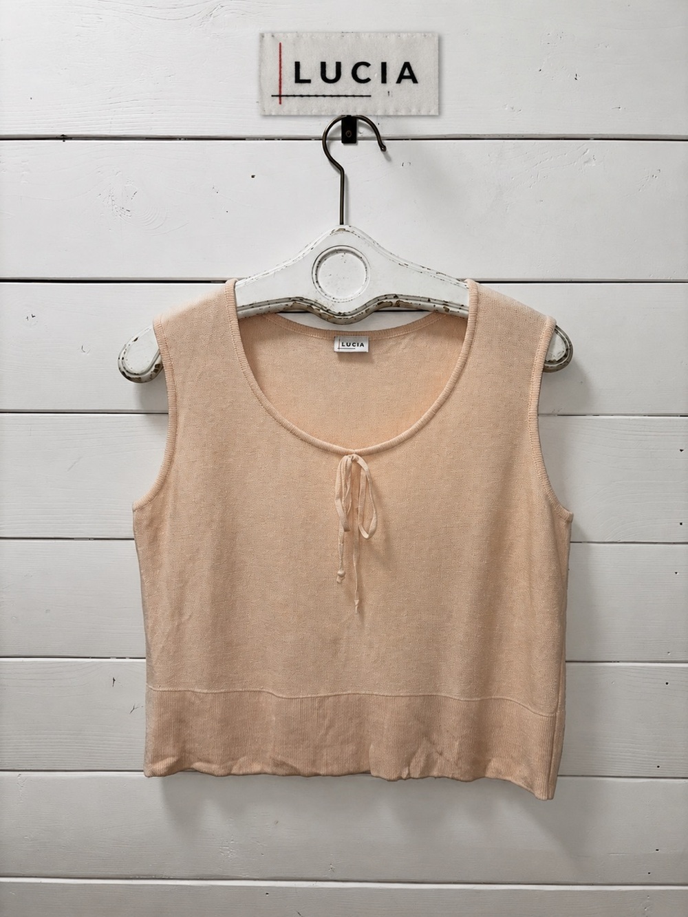 Lucia Knit Sleeveless Top – Blush Beige – Size 12